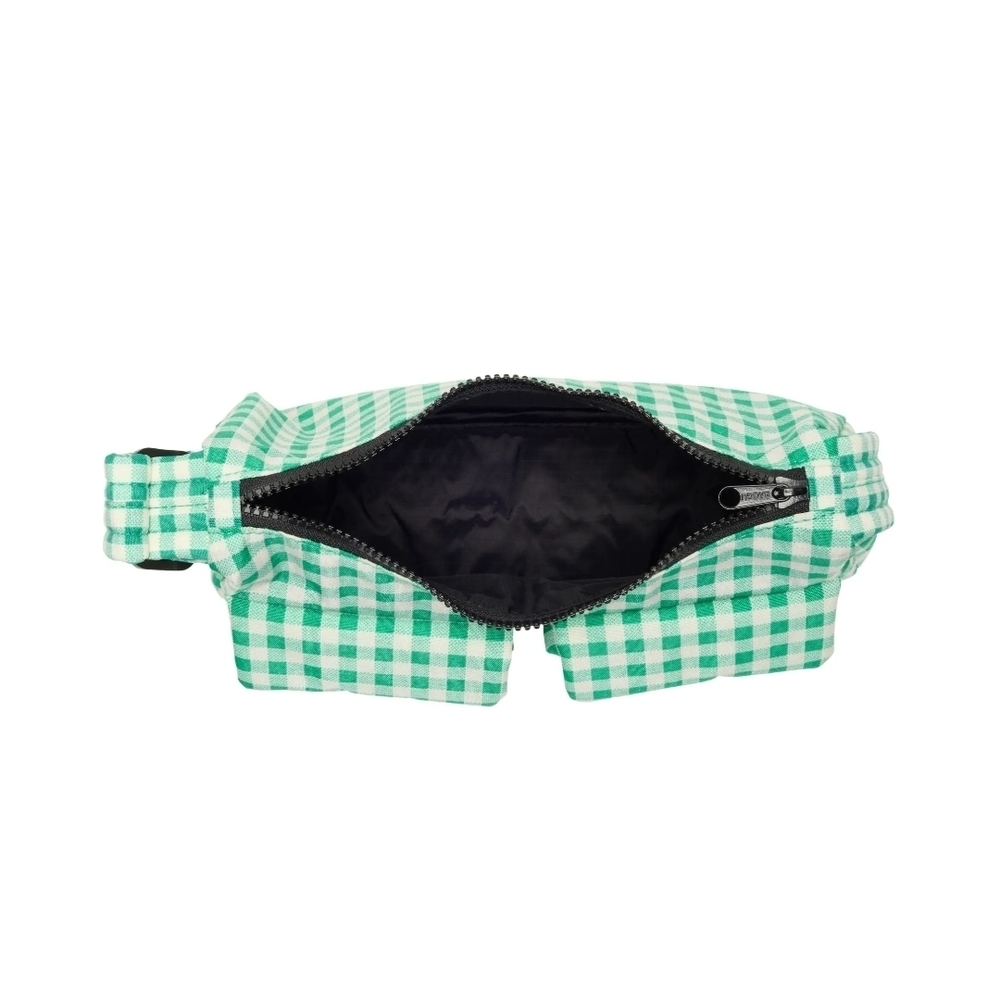 BAGGU Cargo Recycled Nylon Shoulder Bag Green Gingham - Picture 4 of 7